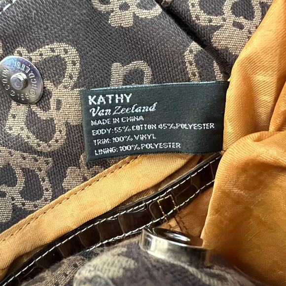 Kathy Van Zeeland Brown Crown Pattern Shoulder Bag - Picture 8 of 12